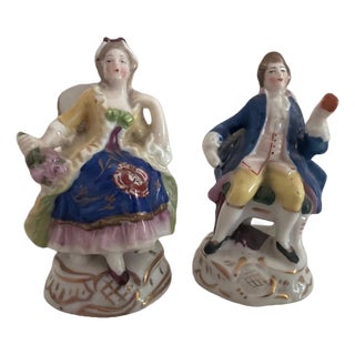 Two Antique Figurines Made by Sitzendorf In Germany - Late 19th / Early 20th For Sale