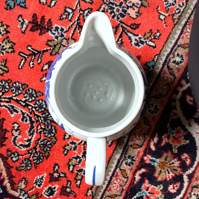 Vintage Blue & White Ceramic Pitcher For Sale In Portland, ME - Image 6 of 7
