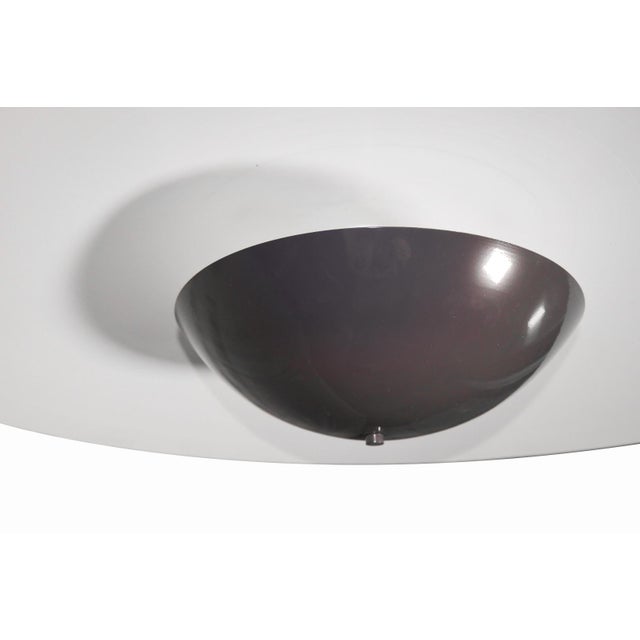 Mid-Century Modern Oversized Slate-Blue Metal Saucer Pendant Light — 48” Wide For Sale - Image 3 of 6