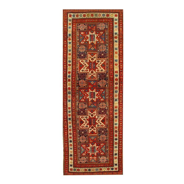 Navy Blue Vintage Russian Kazak 3'5'' X 9'8'' For Sale - Image 4 of 4