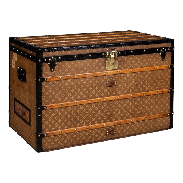 Antique 20th Century Malle Haute Trunk in Woven Canvas from Louis Vuitton, France, 1900 For Sale
