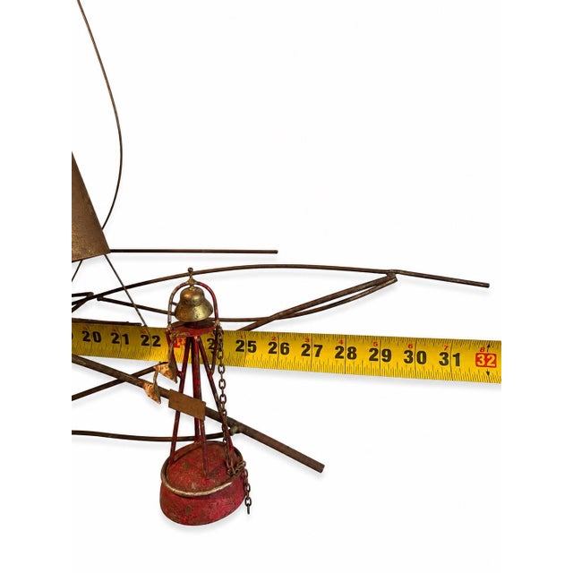 1970s Vintage Curtis Jere/Artisan House Signed 1977 Brass Sailboat & Buoy Wall Sculpture For Sale - Image 5 of 7