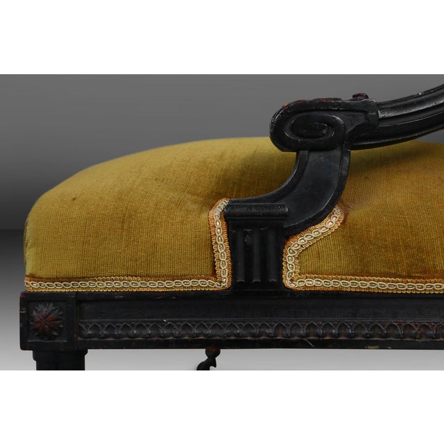 Empire French Black Wood and Velvet Armchair, 1850s For Sale - Image 11 of 12