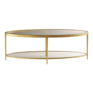 Maitland-Smith Jinx Brass Oval Cocktail Table For Sale