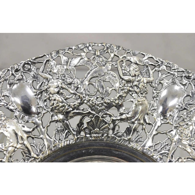 Victorian Vintage William Adams Wa Spain Silver Plated Figural Repousse Large Fruit Bowl For Sale - Image 3 of 13