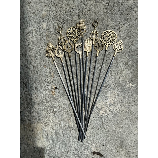 Vintage Boho Brass Icon Skewers - Set of 12 For Sale - Image 10 of 11