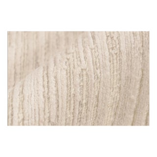Rug & Kilim’s Textural Rug in White and Cream-Beige Abstract High-Low Stripes For Sale