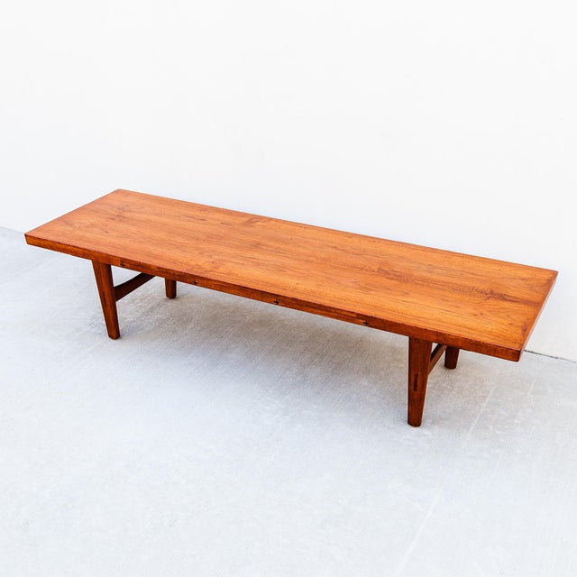 Large 1960s Danish Modern Studio Crafted Teak Coffee Table With Hidden Drink Trays For Sale - Image 15 of 16
