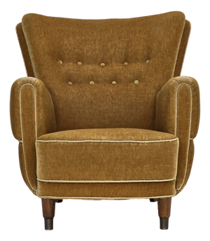 Danish Relax Chair in Honey Yellow Furniture Velour, 1960s