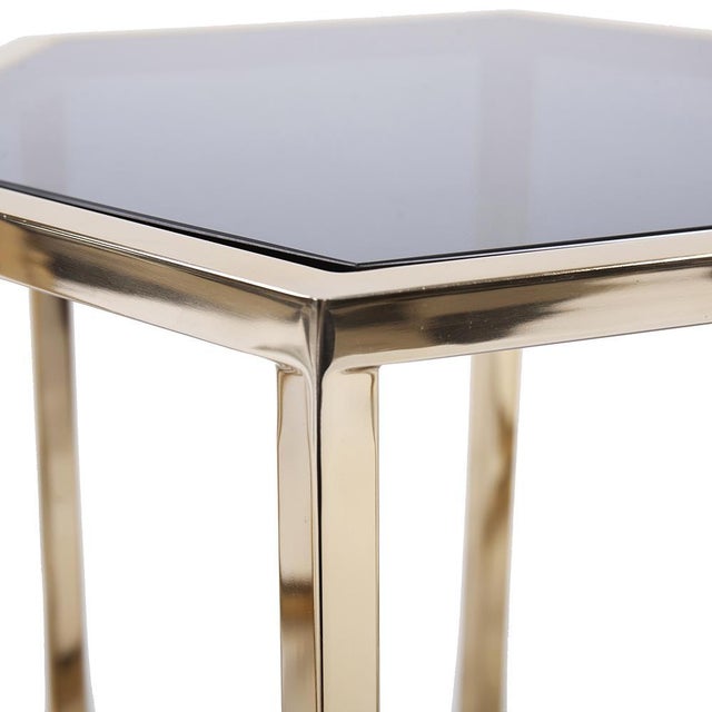 2020s Hexagonal Gold Stainless Steel Table Set For Sale - Image 5 of 8