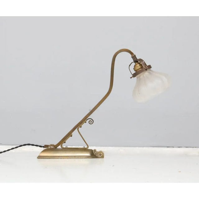 Gold Art Nouveau Patinated Brass Table Lamp, 1900s For Sale - Image 8 of 8