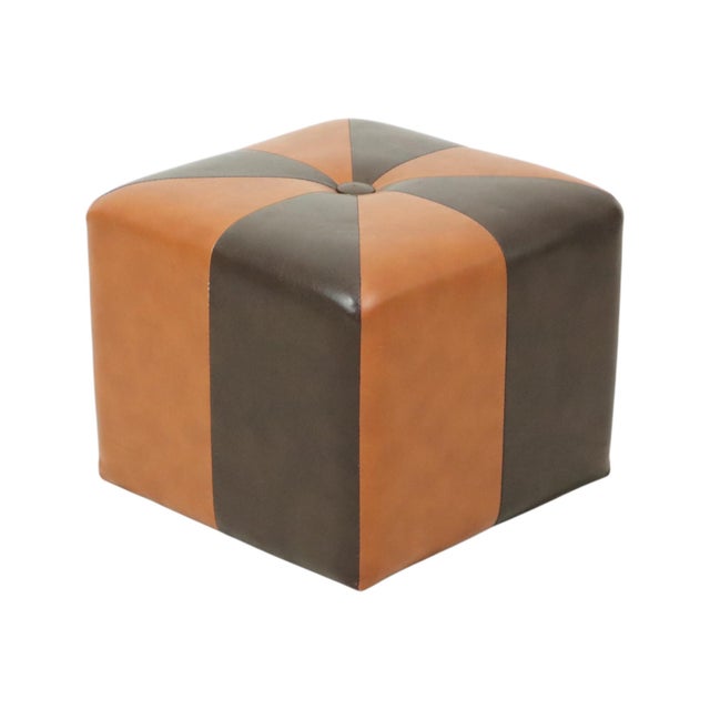Vintage Square Pouf in Brown Patchwork, 1960s For Sale - Image 12 of 12