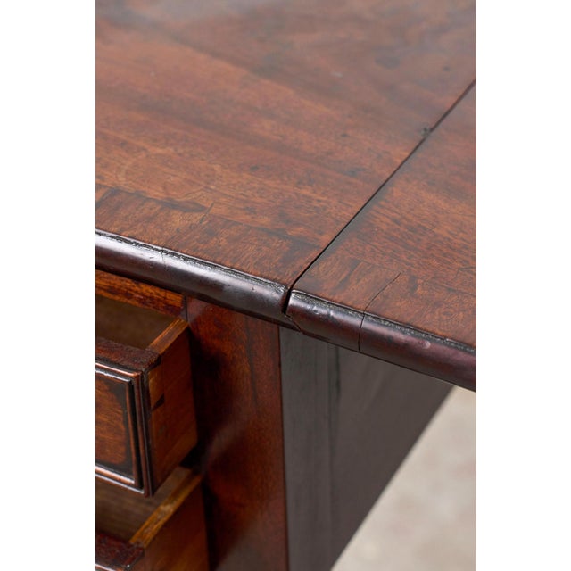 Brown Regency 2-Drawer Pembroke Side Table With Tapered Legs on Caster C. 1820 For Sale - Image 8 of 11