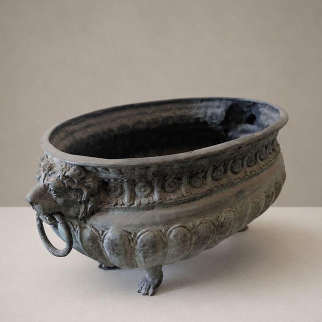 Renaissance Style Oval Bronze Planter, 1900s For Sale - Image 3 of 8