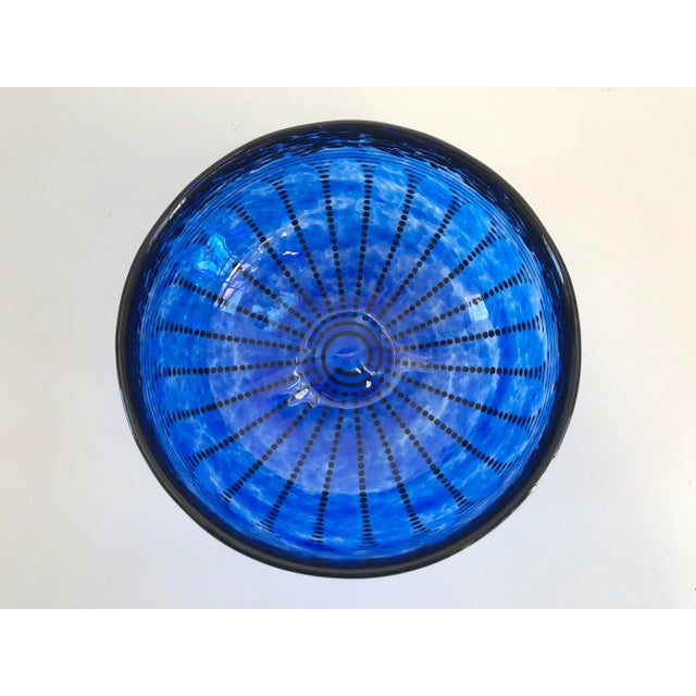 Blue 1980s Cobalt Art Glass Centerpiece Bowl by Ian Forbes, Signed For Sale - Image 8 of 8