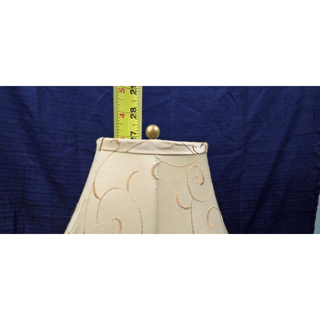 Vintage Metal Lamp With Brushed Finish Table Lamp With Swirled Shade For Sale - Image 11 of 11