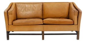 Scandinavian Modern Caramel Brown Leather Two Seat Sofa, 1970s