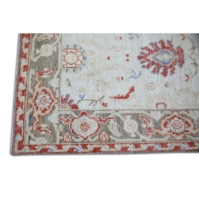 Modern Turkish Oushak Rug Cream & Brick Red Handwoven Wool Runner 2'8" X 6'2" For Sale - Image 3 of 6