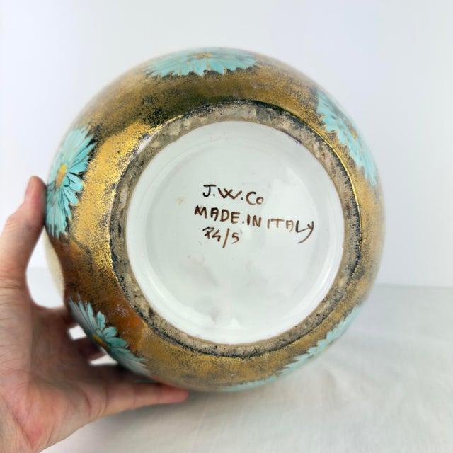 Midcentury Jw Co Hand Painted Gilt Vase For Sale - Image 12 of 12