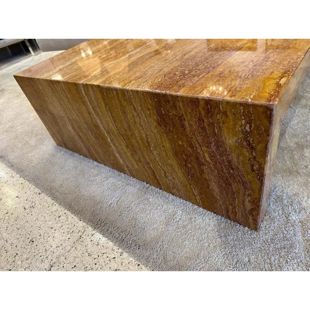 Brown Rare Giallo Siena Marble Waterfall Style Coffee Table For Sale - Image 8 of 10