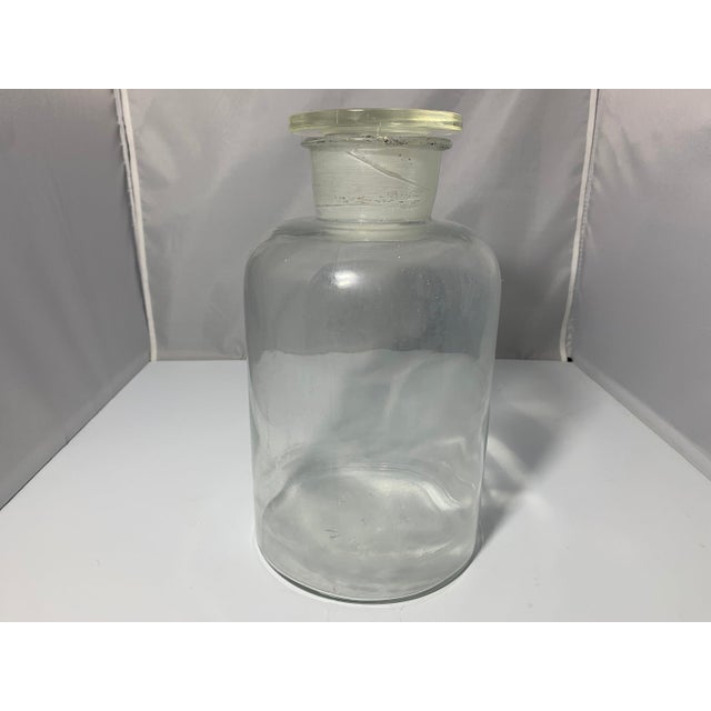 American Vintage Millville Apothecary Jar: Large Glass Stopper Bottle, c. 1903-1930 For Sale - Image 3 of 10