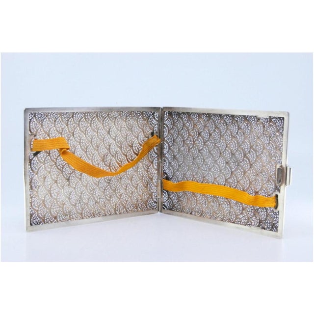 Silver Filigree Cigarette Case with Wavy Reliefs and Hinged Lid For Sale - Image 5 of 10