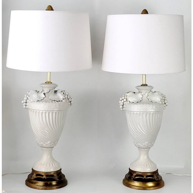 1950s Lamps Pair Italian Blanc De Chine Restored For Sale - Image 5 of 13