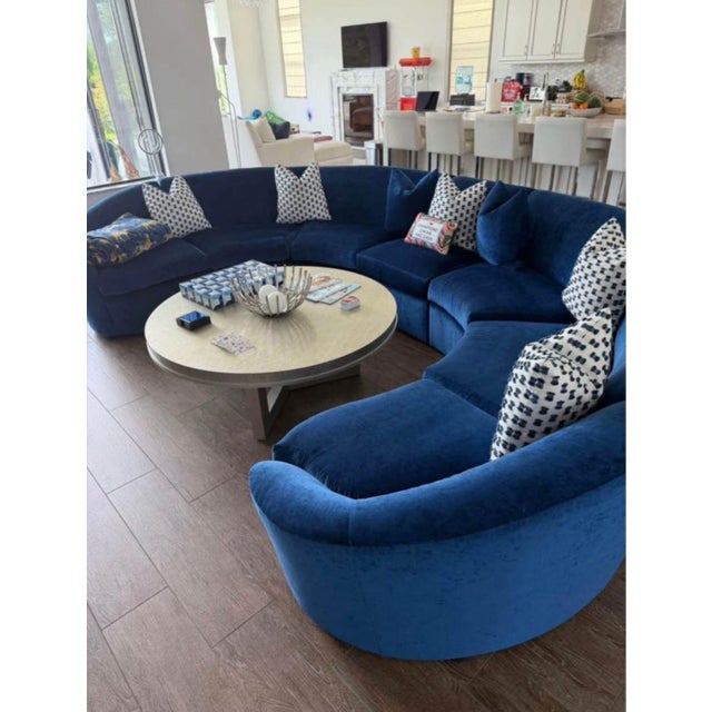 Contemporary Century Furniture Blue Sectional Sofa For Sale - Image 3 of 8