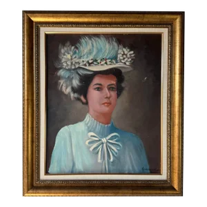 1980's Vintage Oil on Canvas Portrait Painting by Gehrenbeck