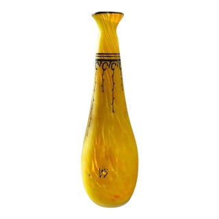 Art Nouveau Yellow Cased-Glass Bud Vase, Signed Legras, France c.1900 For Sale