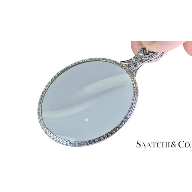 Art Nouveau 1920s Vintage Platinum (950)- Natural Diamond Quizzing, Eye Magnifying Glass Charm For Sale - Image 3 of 11