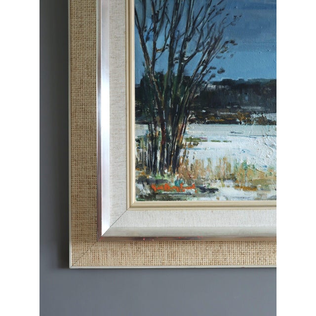 Mid-Century Modern 'Winter Light' Vintage Swedish Expressive Landscape Oil Painting, Framed For Sale - Image 6 of 12