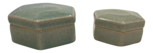Maitland-Smith Celadon Hexagonal Boxes - a Pair