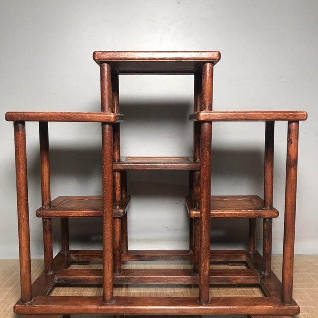 Mid 20th Century Vintage Chinese Huali Rosewood "Staggered" Tabletop Display Stand (Curio Shelf) For Sale - Image 5 of 9