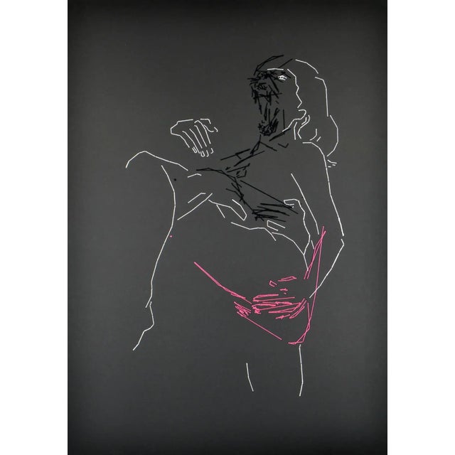 Double sided image. Cotton sewn on paper