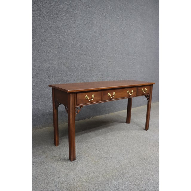 Late 20th Century Ethan Allen Cherry Georgian Style Four-Drawer Console Table For Sale - Image 5 of 10