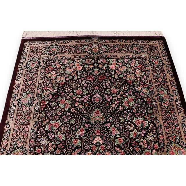 Hand-Knotted Silk Rug For Sale - Image 3 of 11