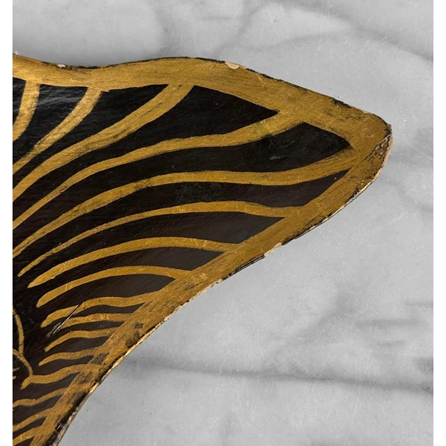 Black Antique Coastal Folk Art Black Lacquered Wood Fish Serving Platter - 22" For Sale - Image 8 of 9