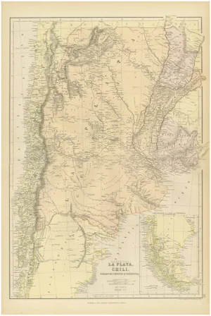 Map of Argentina, La Plata, Chile, Paraguay, Uruguay, and Patagonia, 1882
