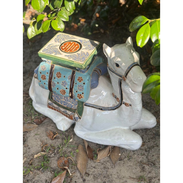 Chinoiserie Vintage Camel Garden Stool For Sale - Image 3 of 7