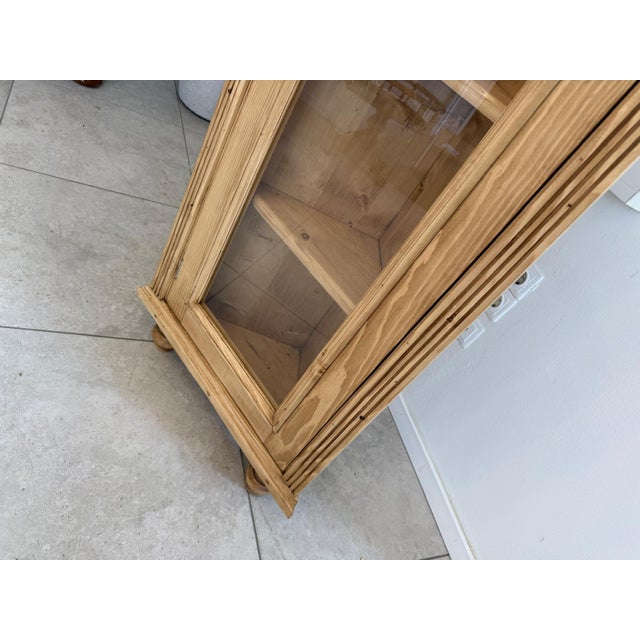 Corner Display Cabinet in Natural Wood and Softwood For Sale - Image 9 of 11