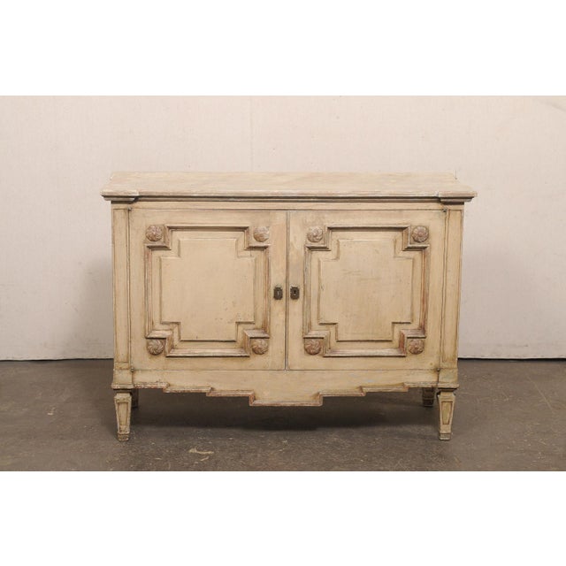 French Antique Painted Wood Buffet Console For Sale - Image 9 of 13
