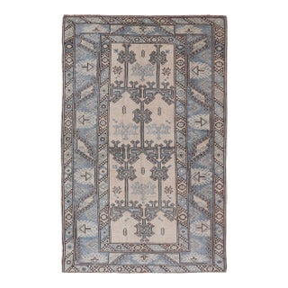 Vintage Turkish Oushak Rug With Warm Earth Tones and Geometric Patterns 4'1 X 6'9 For Sale