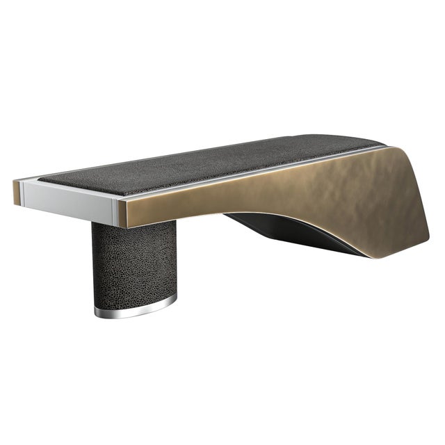 "Segno Di Rasoio" Bench With Bronze, Hand Made For Sale - Image 4 of 6