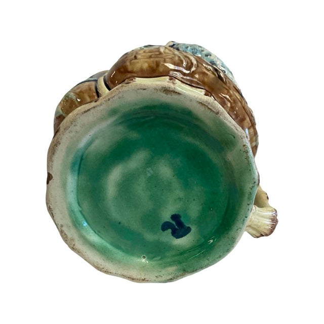 Late 19th Century Footed Majolica Heron and Bamboo Jug For Sale In Austin - Image 6 of 6