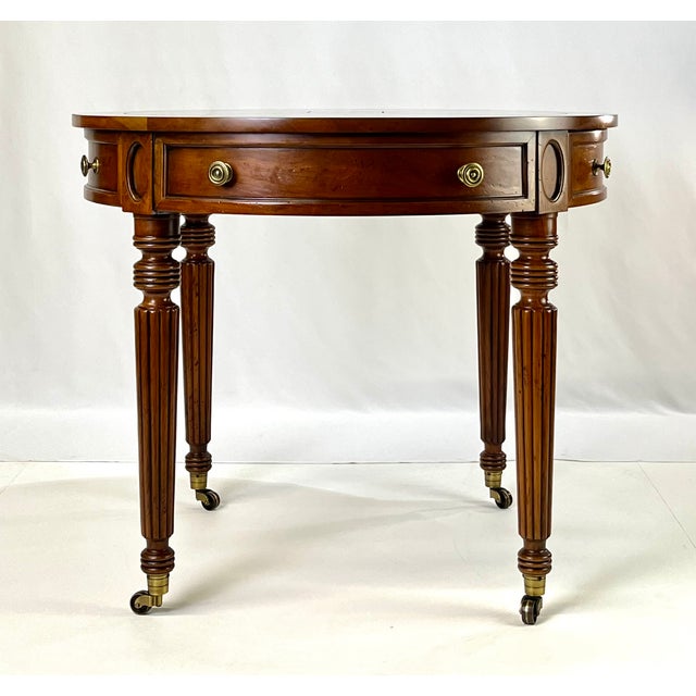 Late 20th Century Pair of Henredon Registry Collection Solid Cherry Regency Drum Tables For Sale - Image 10 of 18