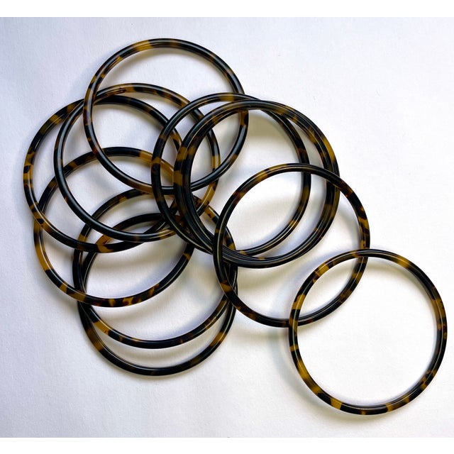 Campaign 1990s Faux Tortoise Patterned Bangles - Set of Eleven - For Sale - Image 3 of 3