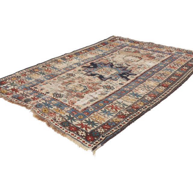 79902 Antique Caucasian Shirvan Rug, 03'03 x 04'07. The Celestial Guardians: A Late 19th Century Caucasian Shirvan...