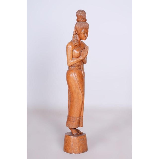 Vintage Asian Sculpture in Lacquered Wood, 1950s For Sale - Image 3 of 12