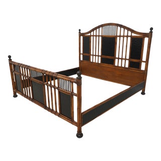 Baker King Size Bamboo Chinoiserie Bed For Sale
